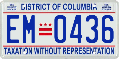 DC license plate EM0436