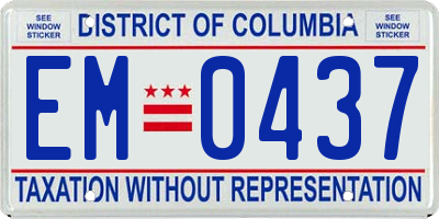 DC license plate EM0437