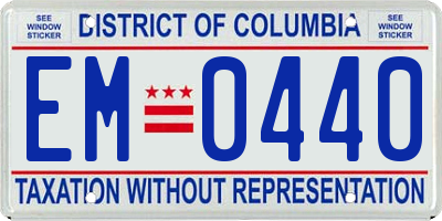 DC license plate EM0440