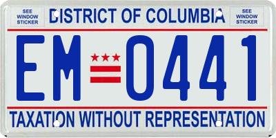 DC license plate EM0441