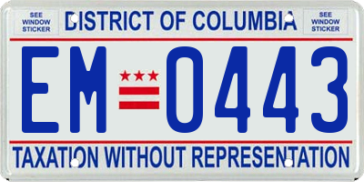 DC license plate EM0443