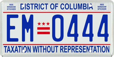 DC license plate EM0444