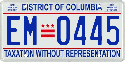 DC license plate EM0445