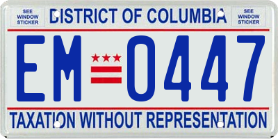 DC license plate EM0447