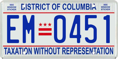 DC license plate EM0451