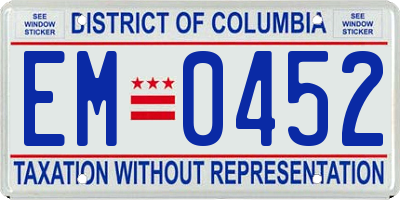 DC license plate EM0452