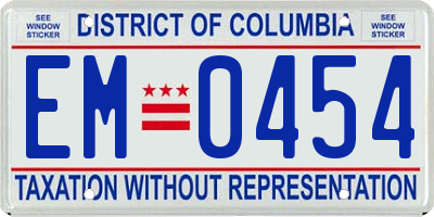 DC license plate EM0454