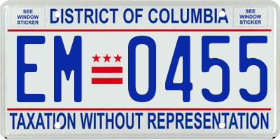DC license plate EM0455