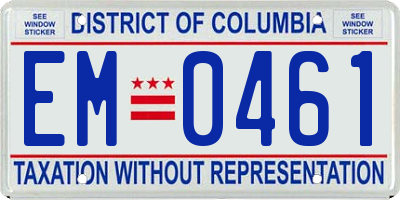 DC license plate EM0461