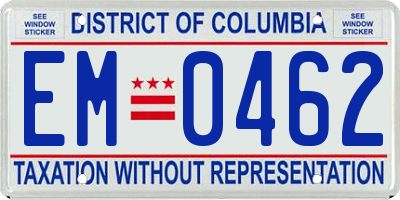 DC license plate EM0462