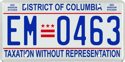 DC license plate EM0463