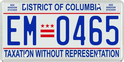 DC license plate EM0465
