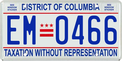 DC license plate EM0466