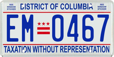 DC license plate EM0467