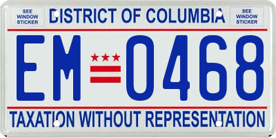 DC license plate EM0468