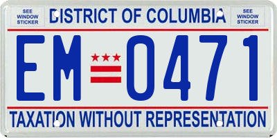 DC license plate EM0471