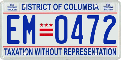 DC license plate EM0472