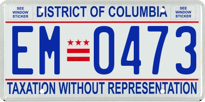 DC license plate EM0473