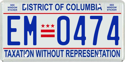 DC license plate EM0474
