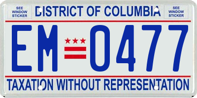 DC license plate EM0477