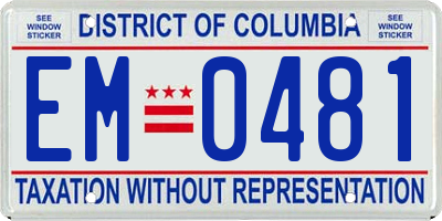 DC license plate EM0481