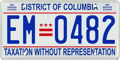 DC license plate EM0482