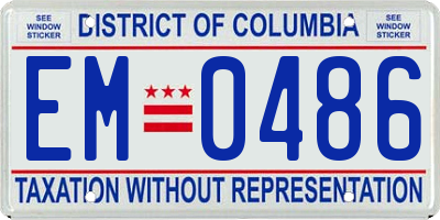 DC license plate EM0486