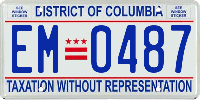 DC license plate EM0487