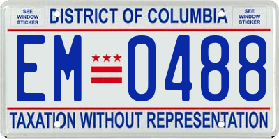 DC license plate EM0488