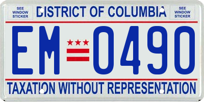 DC license plate EM0490