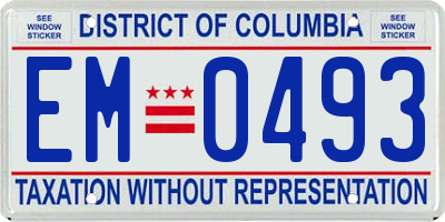 DC license plate EM0493