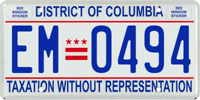 DC license plate EM0494