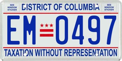 DC license plate EM0497