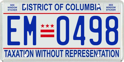 DC license plate EM0498