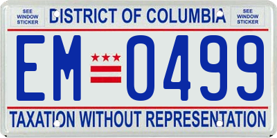 DC license plate EM0499