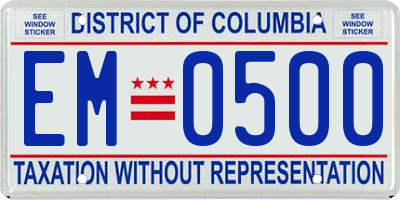 DC license plate EM0500