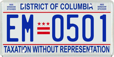 DC license plate EM0501