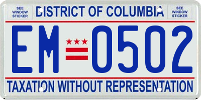 DC license plate EM0502