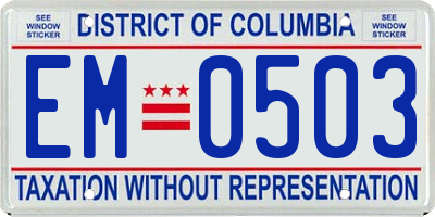 DC license plate EM0503