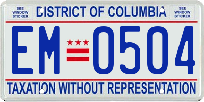 DC license plate EM0504