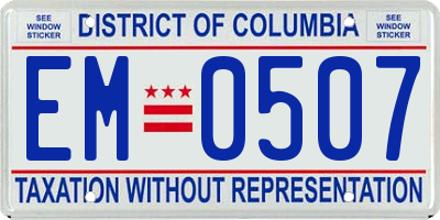 DC license plate EM0507