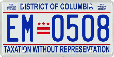 DC license plate EM0508
