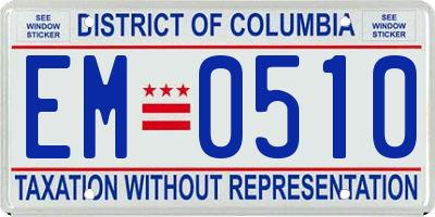 DC license plate EM0510