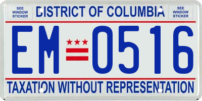 DC license plate EM0516