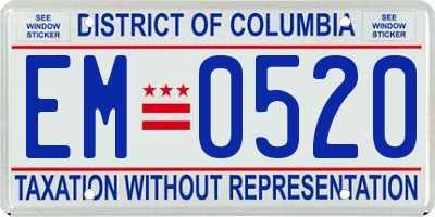 DC license plate EM0520