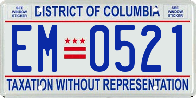 DC license plate EM0521