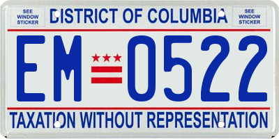 DC license plate EM0522