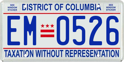 DC license plate EM0526