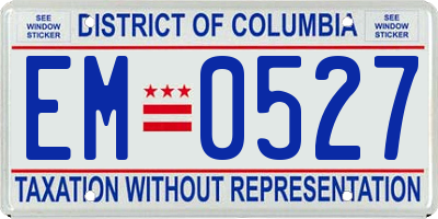 DC license plate EM0527