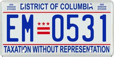 DC license plate EM0531